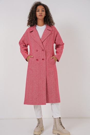 Bigdart 9113 Model - Red Oversize Wool Long Coat