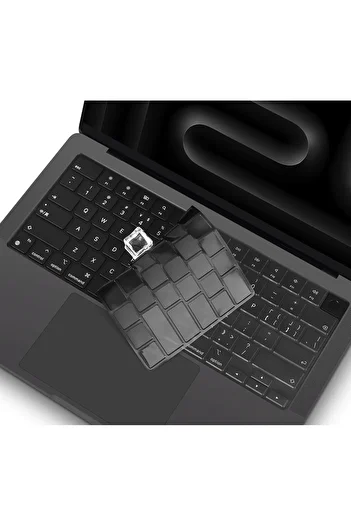 Nezih Case Apple Macbook Pro 14 بوصة M3/M3 Pro/M3 Max A2992 A2918 متوافق مع لوحة المفاتيح التركية Q واقي لوحة المفاتيح باللون الأسود