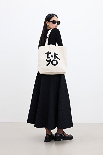 Manuka Tokyo - Printed and Bellows Detailed Cloth Bag
