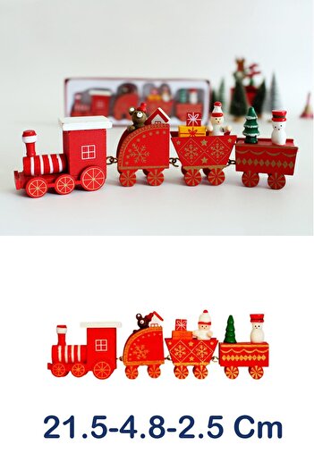 Patladı Gitti Christmas Ornament Decor Wooden Painted Mini Red Christmas Train Christmas Gift