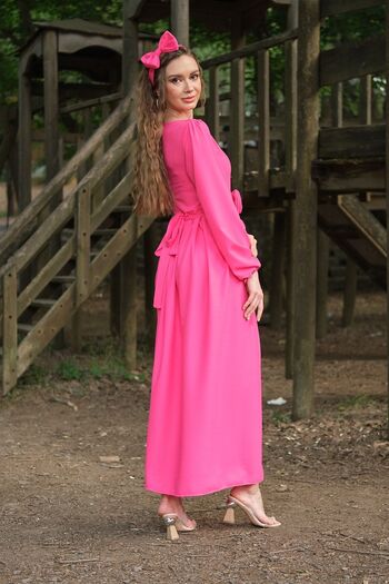 KÜÇÜĞÜM BUTİK Φόρεμα Hijab Fuchsia Pink Gathered Waist