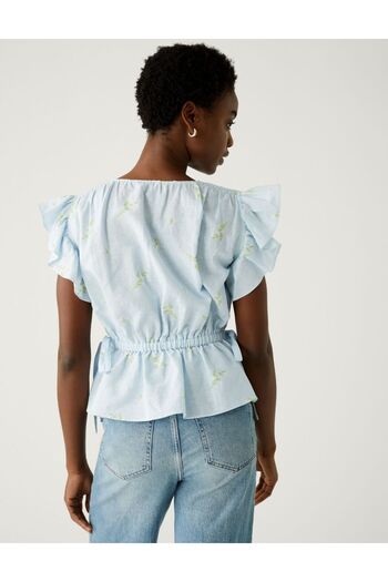 Marks & Spencer Çiçek Desenli Keten Bluz