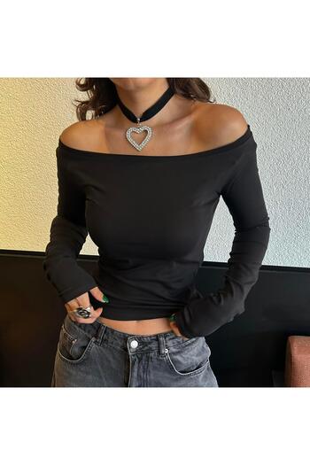 Köstebek Μακρυμάνικη Crop μπλούζα με γιακά Madonna