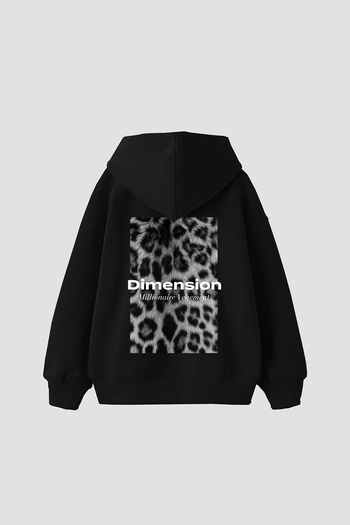 Sekizbiraltı V2 Dimension Printed Oversize Unisex Premium Μαύρο κουκούλα