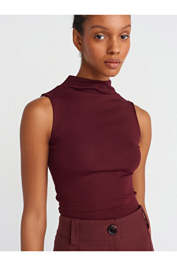 Dilvin 31399 Cotton Modal Top-Claret Red