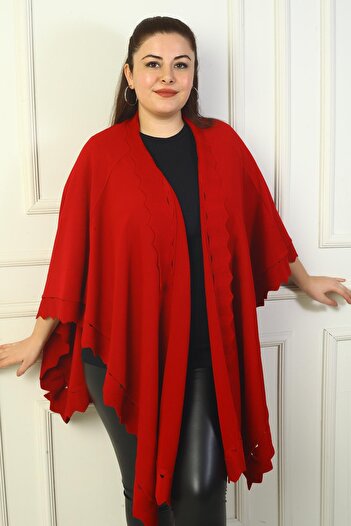 By Saygı Women's Laser Cut Plus Size Acrylic Poncho