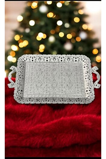 LeesHome Silver Filigree Model Tea Coffee Tray Stylish Design