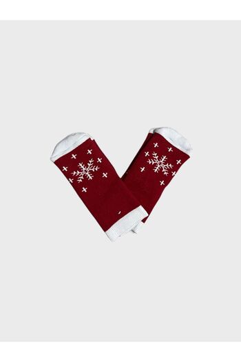 ALİŞ KİDS Children's Red and White Pine Patterned New Year's Themed Perfumed Washed 2-Piece Towel Socks