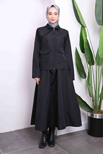 İmajButik Bondit Black Skirt Jacket Set