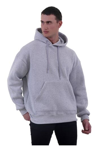Exve Exclusive Сірий меланж Basic Oversize Soft touch Зимовий капюшон з підкладкою з флісу 3 нитки Hoodie Sweatshirt