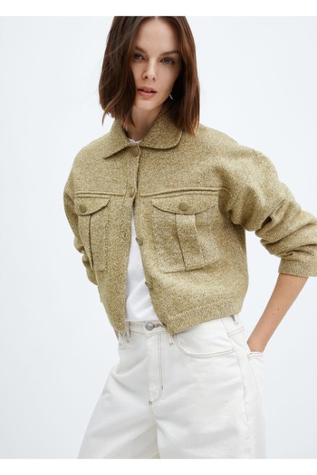 MANGO Woman Knitwear Pocket Jacket