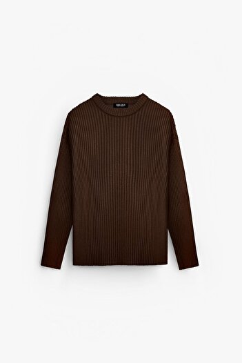 ablukaonline Ανδρικό πουλόβερ Oversize Σκούρο Καφέ