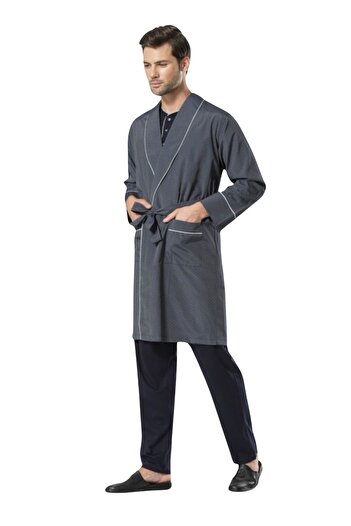 Pierre Cardin Men's Wide Fit Dressing Gown and Pajamas Set 5 Pieces Boxed Set