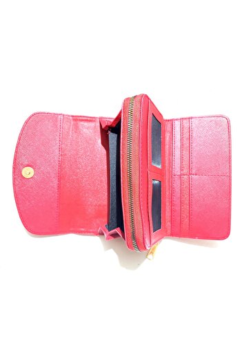 Newish Polo Zarf Model Kapaklı Fermuarlı Suni Deri Kadın Portföy Cüzdan-Büyük Boy
