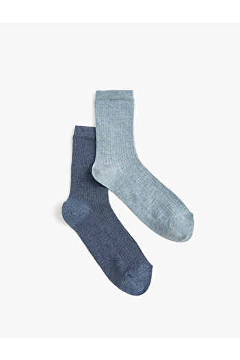 Koton Basic 2-Piece Socks Set Multicolored Textured