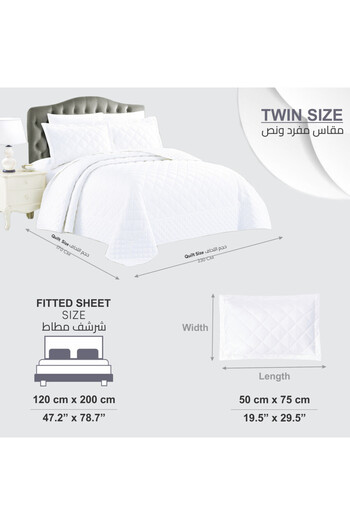 Donetella Quilt Set Single Size- 3-pcs, 170x230 Diamond Quilted Bedding Blanket