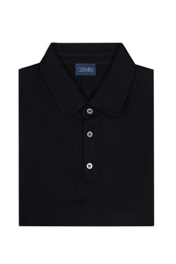 Germirli Black Wool Knitwear - Shirt Collar, Regular Fit, Extra Fine