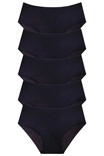 Tezzgelsin Women's High Waist 100% Cotton 5-Piece Ribbed Bato Panties Women's 5-Piece Panties