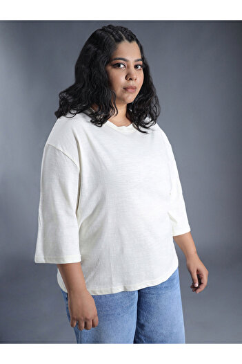 High Star By Styli Plus Size Solid Cotton Boxy Fit T-Shirt