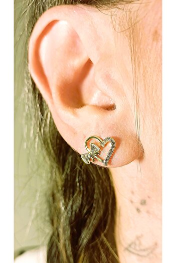 POKAK Women's Heart Ribbon Zircon Stone Gold Color Vip Xuping Earrings