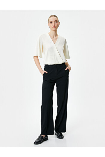 Koton Double-breasted Blouse V-neck Short Sleeve