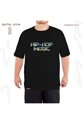 ZOKAWEAR Μαύρο μπλουζάκι Oversize Hiphop Music Printed Battal (Bol) Mold