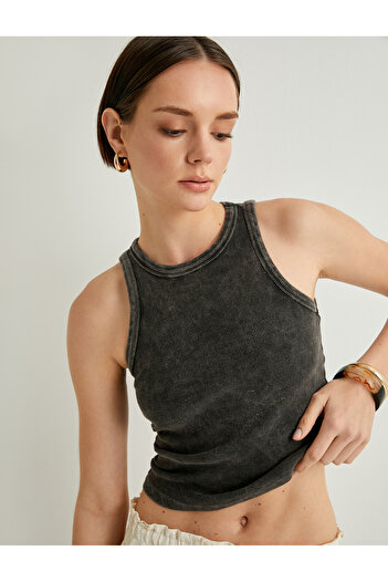 Koton Ribbed Undershirt Halter Neck Slim Fit Cotton
