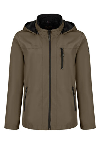 CIVILTIPOLO Yeşil %100 Su Ve Rüzgar Geçirmez Içi Kürklü Fermuarlı Iç Cepli Gore-tex Softshell Erkek Mont