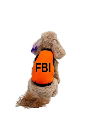 Buddy Store Cat and Dog Outfit Dress Clothes - Fbi Printed Orange Undershirt