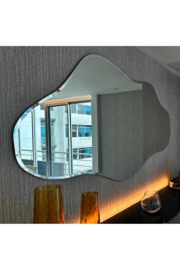 Lamra Dizayn Led'li Asya Ayna 100*55 Cm, Pilli Kablosuz Moderm Dekoratif Duvar Aynası