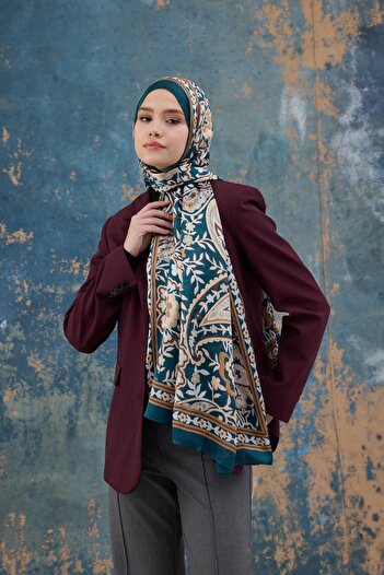 İpekhan Σάλι Petrol Indian Voile - 5004-07