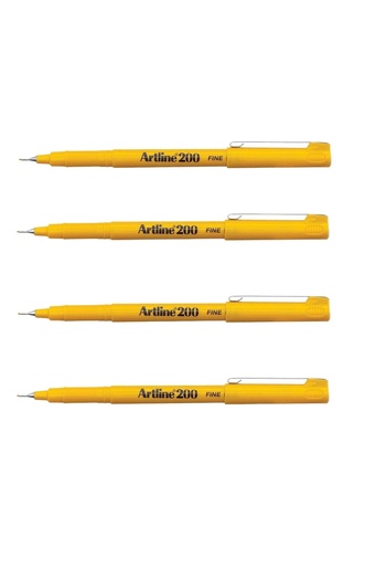 artline ARTLINE 200N - Fine Writing Pen Yellow 4 Pieces