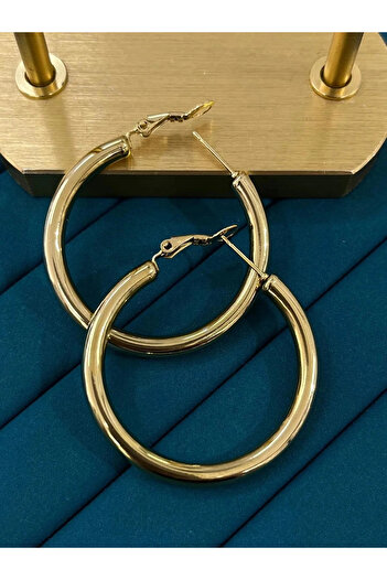 YASİN TOPÇU Steel Gold Earrings