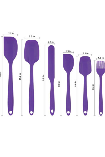 AYGÖREN HOME Purple Set of 6 Fireproof Non-Stick Kitchen Pastry Silicone Egg Brush Spoon Knife Spatula Set