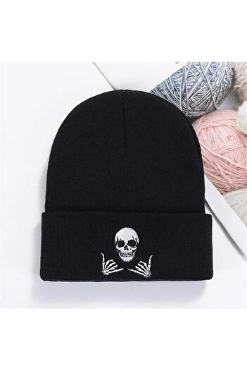 Karakedi Black Gothic Skeleton Beret