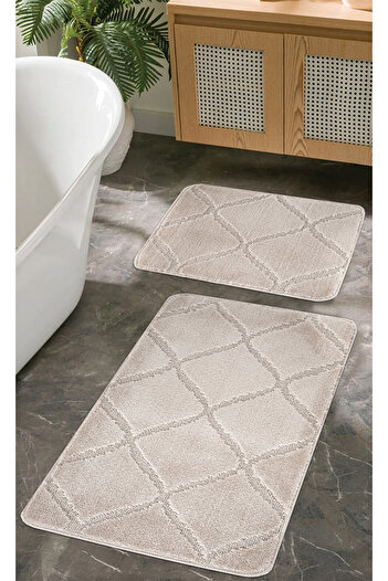 KONFOR Non-Slip Bathroom Mat Set – Long-Lasting, Soft Texture, Water Absorbent, Washable Set (50x80