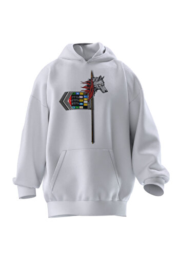 TURAN TACTICS Unisex Άνετη κουκούλα με σχέδιο Wolf Head Tuğ