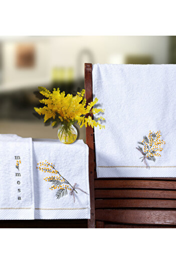 LAVENDIER Mimosa Hand Embroidered 30X50 Triple Kitchen/Hand Towel 100% Cotton