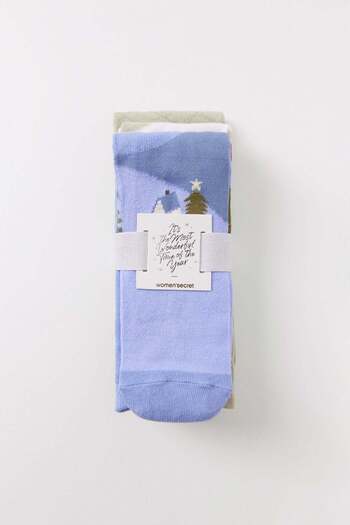 Women'secret Pack of 3 snowy landscape high socks