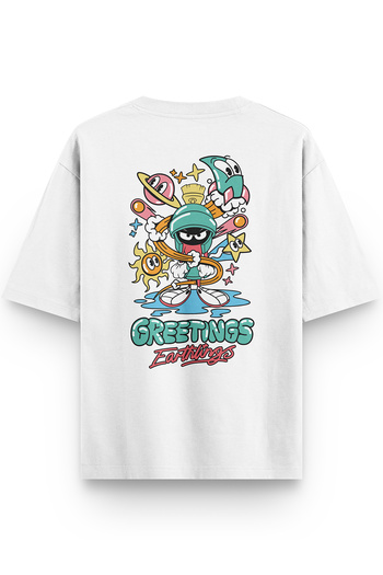 Overoz Marvin the Martian Back Printed Semi Oversize T-Shirt 1153