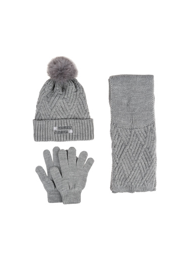Kitti Kit 9-15 Years Old Girl's Scarf Beanie Gloves Set of 3