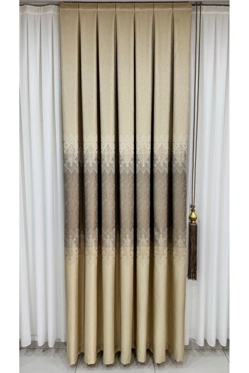 Fon Dünyası Single Wing Cream Coffee Board Background Curtain Damaks