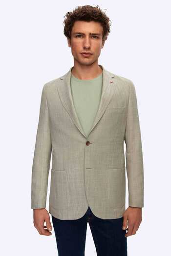 D'S Damat Ds Damat Slim Fit Green Printed Fabric Jacket