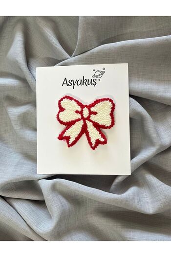 asyakuş Efsarstudio Handmade Bow Patterned Punch Embroidery Automatic Buckle