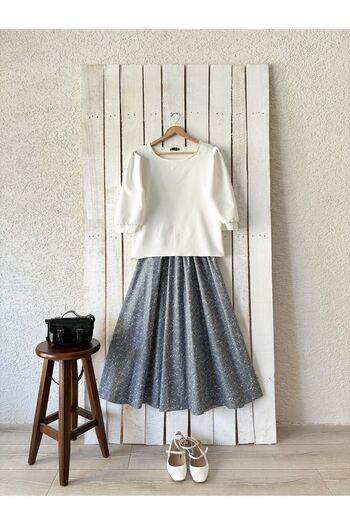 KÜÇÜĞÜM BUTİK Poplin Gray Crispy Flared Skirt