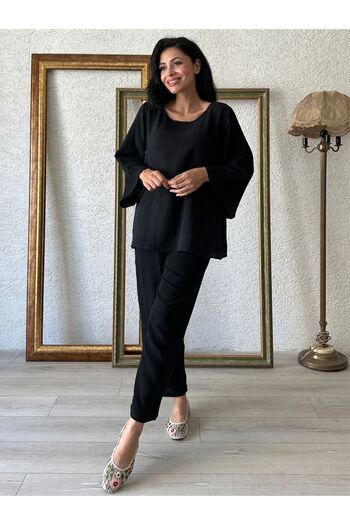 KÜÇÜĞÜM BUTİK Black Muslin Casual Set