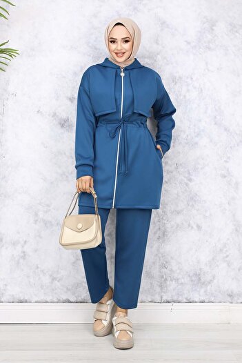 benguen Petrol 4596 - Scuba Double Set with Collar Detail