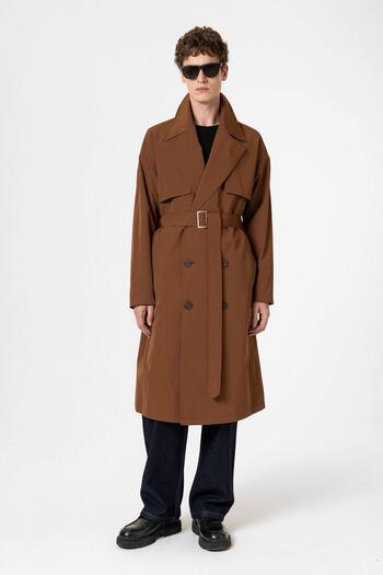 Antioch Brown Double Breasted Trench Coat with Belt