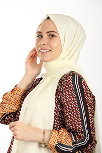 Sima Cream-201 Sima Janjan Chiffon Shawl