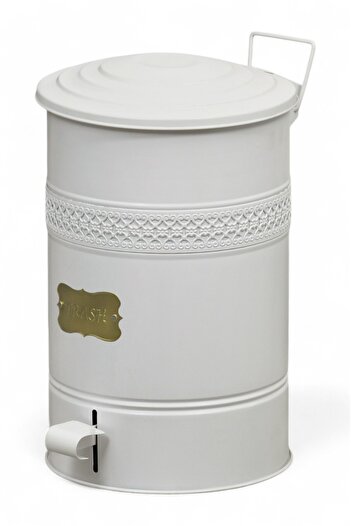 Milenay Metal 16Lt Vintage Design Pedal Fireproof Trash Can with Inner Bag Use, 26X36X42Cm